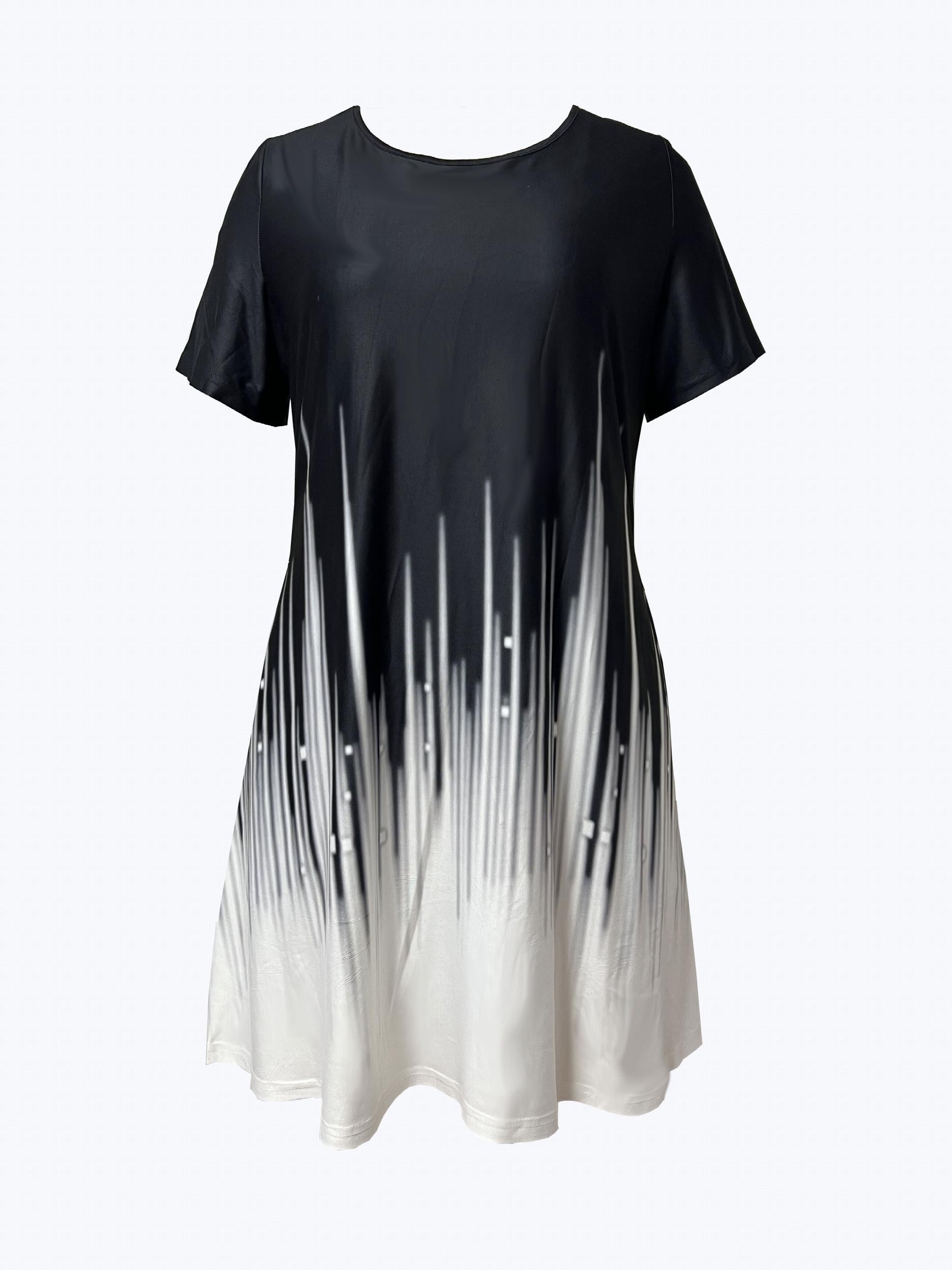 Ombre Stripe Print Maxi Dress with Pockets