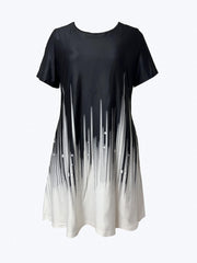 Ombre Stripe Print Maxi Dress with Pockets
