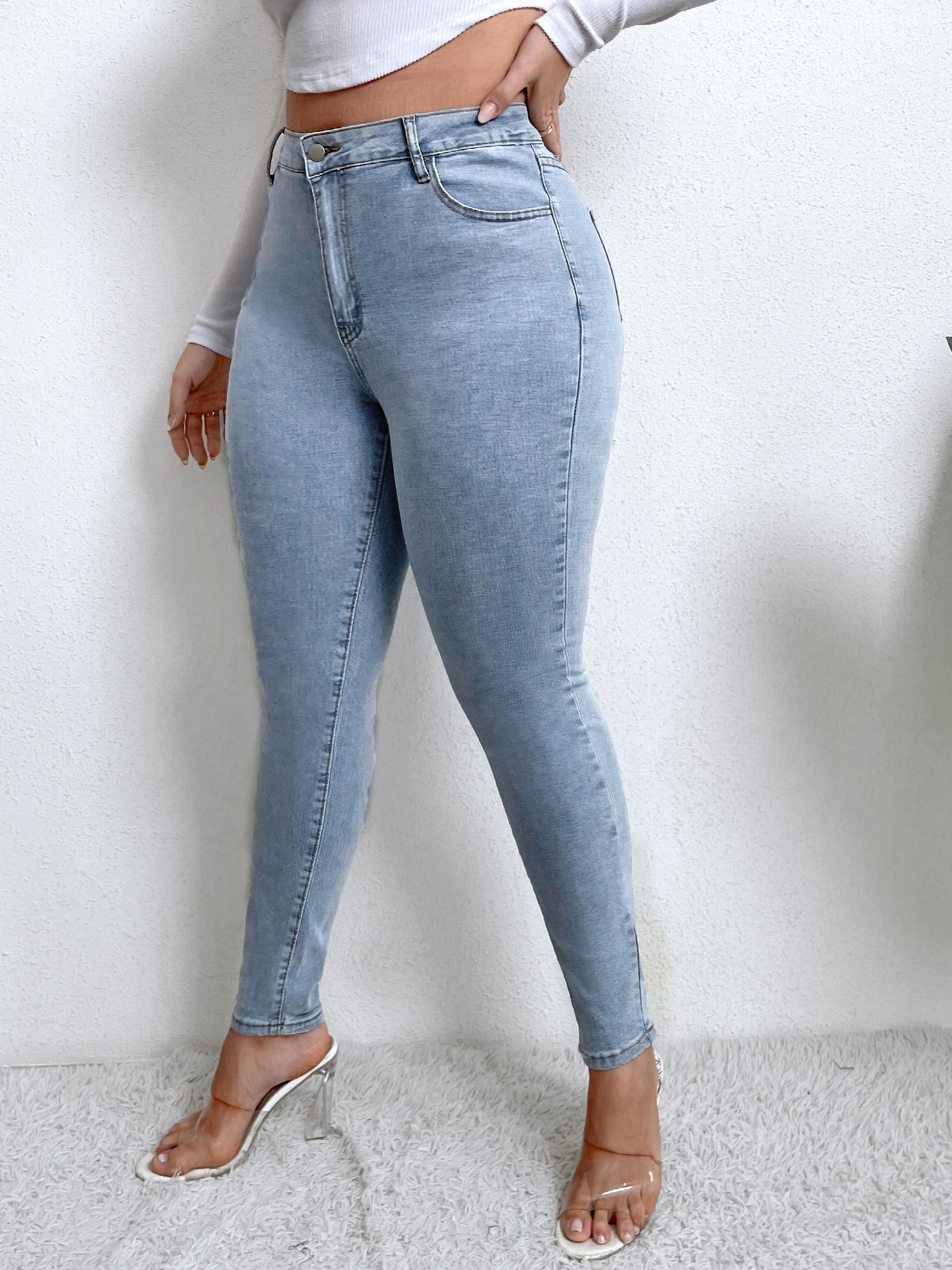 Women's Plus Button Fly High Rise Skinny Jeans