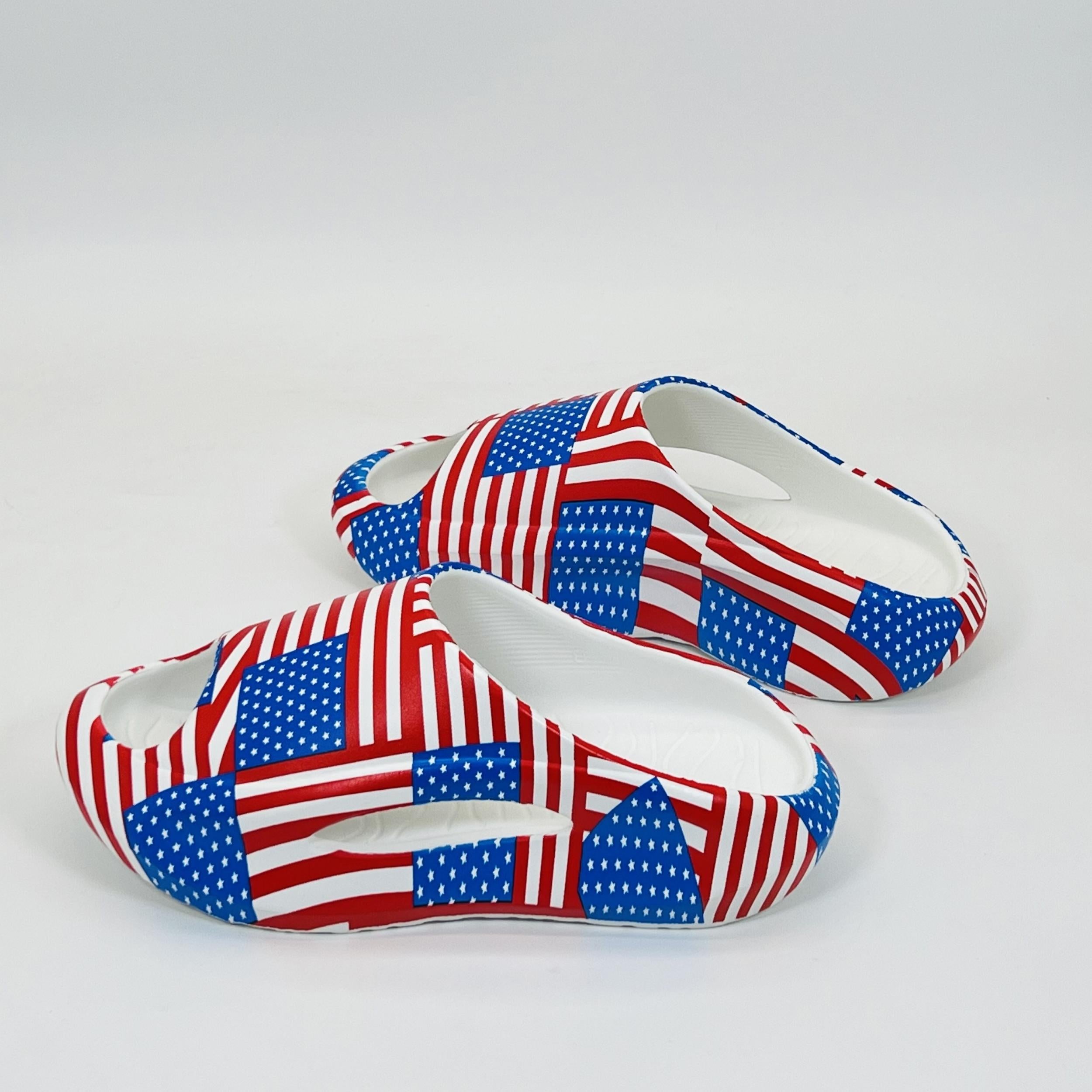 Unisex Star & Stripe Platform Slides for Summer
