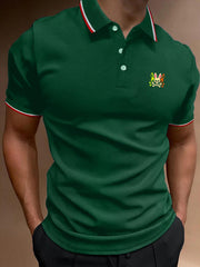 Men's Vintage Cartoon Print Polo Shirt Casual Lapel Button Up Polo Shirt