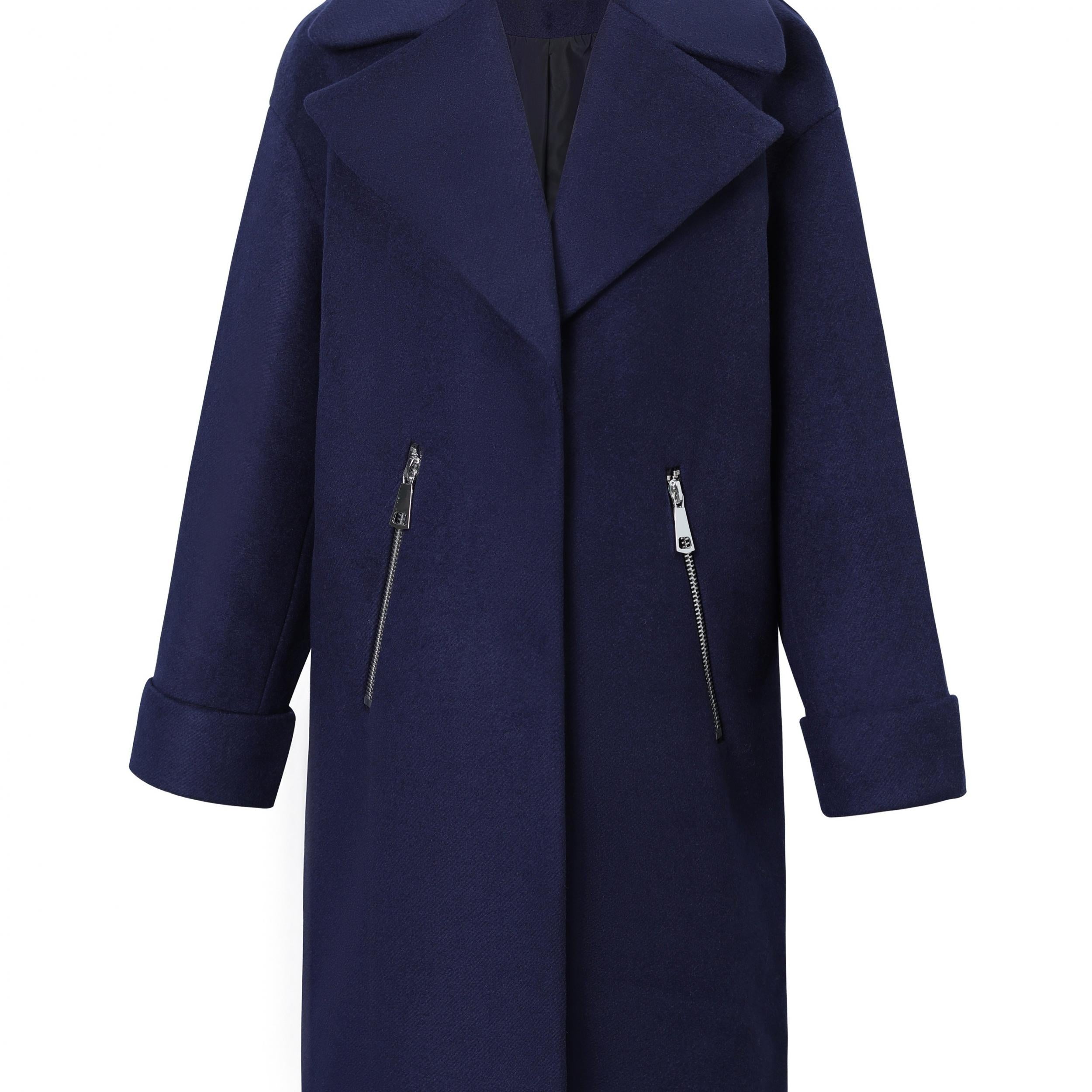 Solid Notched Collar Coat Women's Outerwear