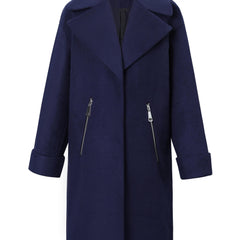 Solid Notched Collar Coat Women's Outerwear