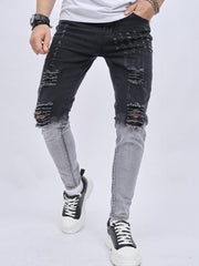 Mens Gradient Slim Fit Ripped Jeans