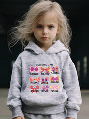 Bow & GOD SAYS I AM Pattern 2pcs Activewear Sets For Girls