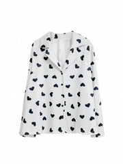 Heart Print Long Sleeve Lounge Two Piece Set