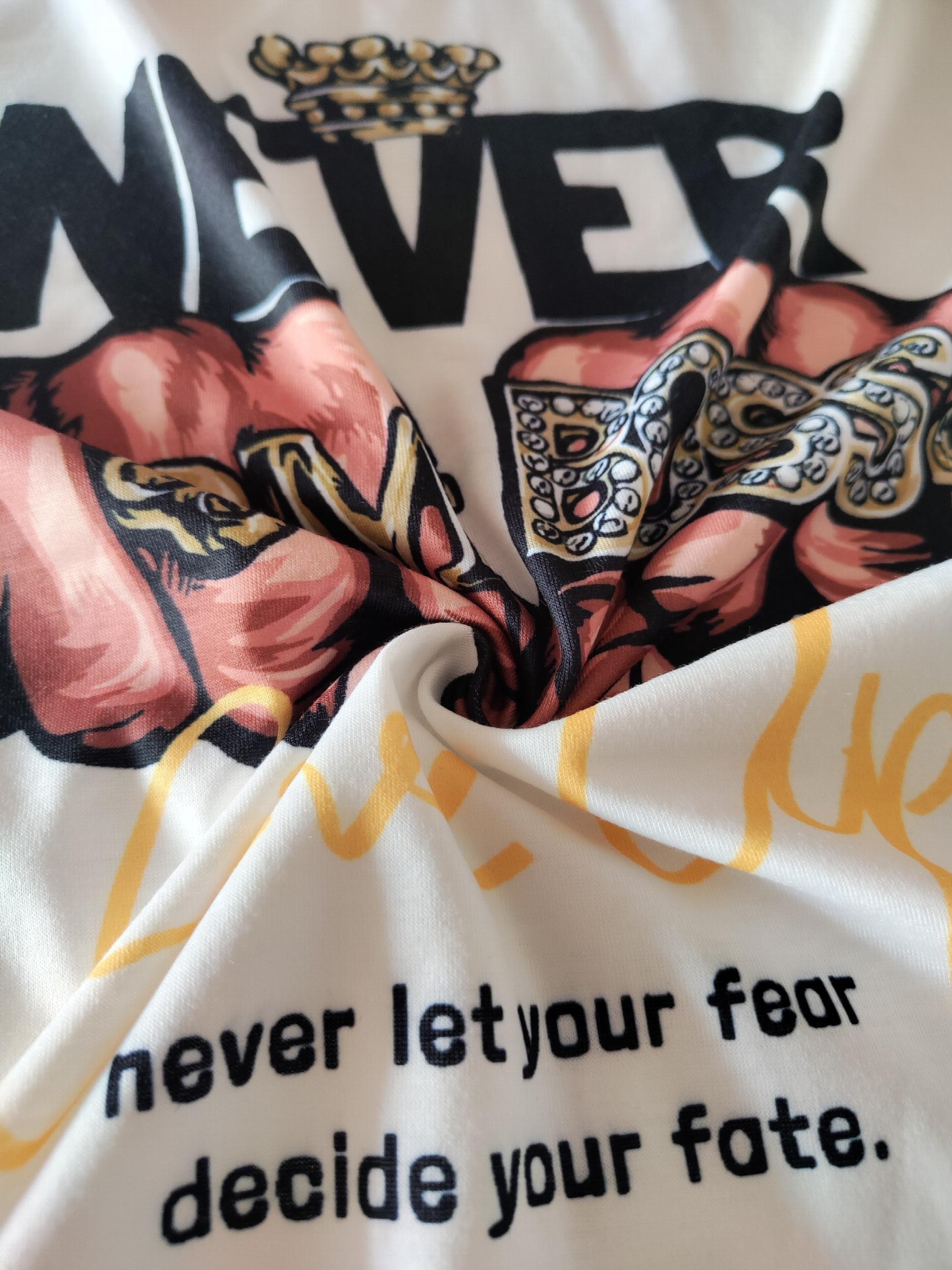 Never Give Up Pattern Print Men's Short Sleeve Comfy T shirt