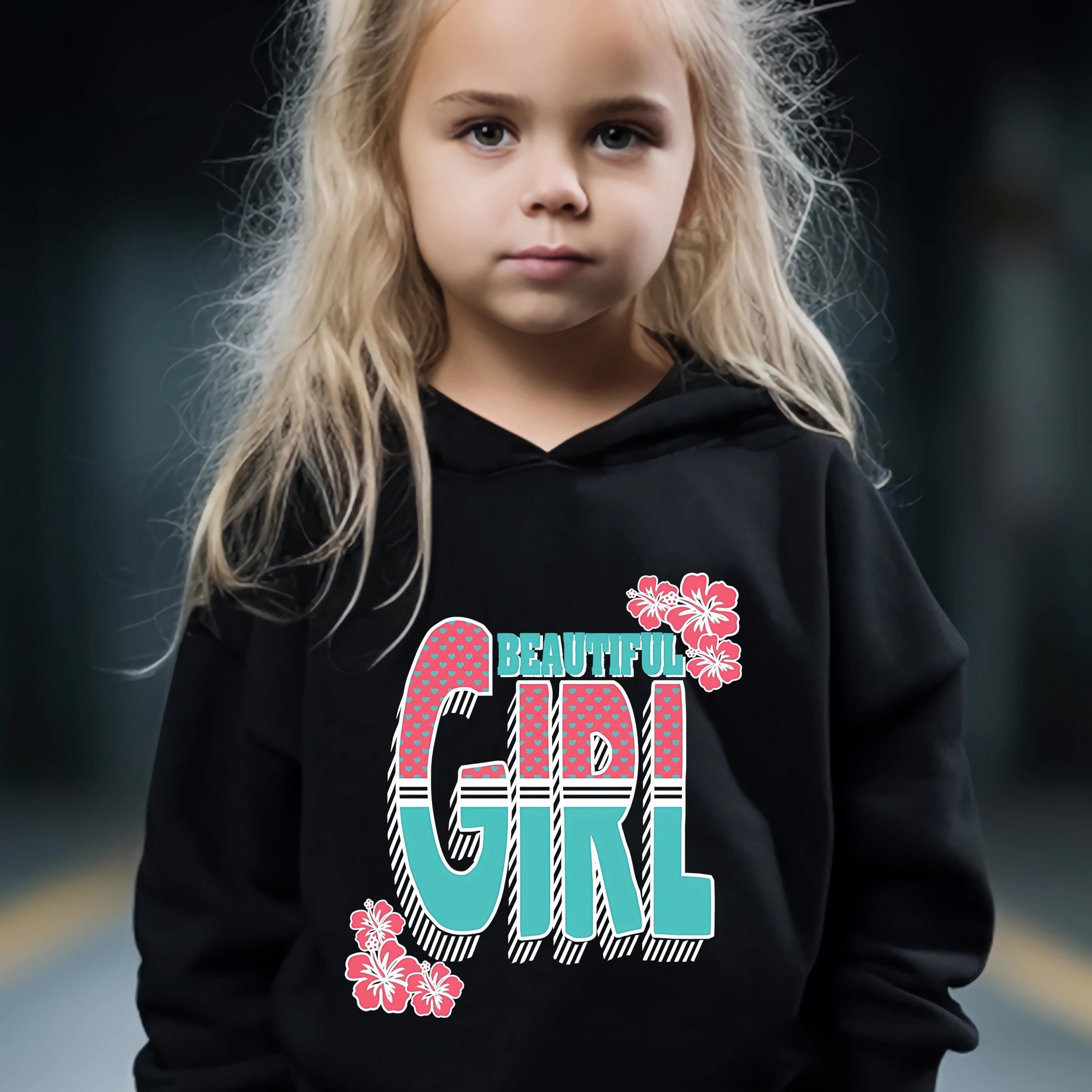 2pcs Girl Print Outfits Girls Hoodies Jogger Pants Set