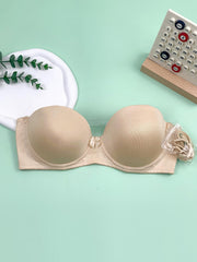 Bow Push Up Bras Comfort Sheer Back Removable Strap Everyday Bra