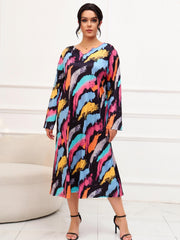 Brush Print Long Sleeve Nightdress