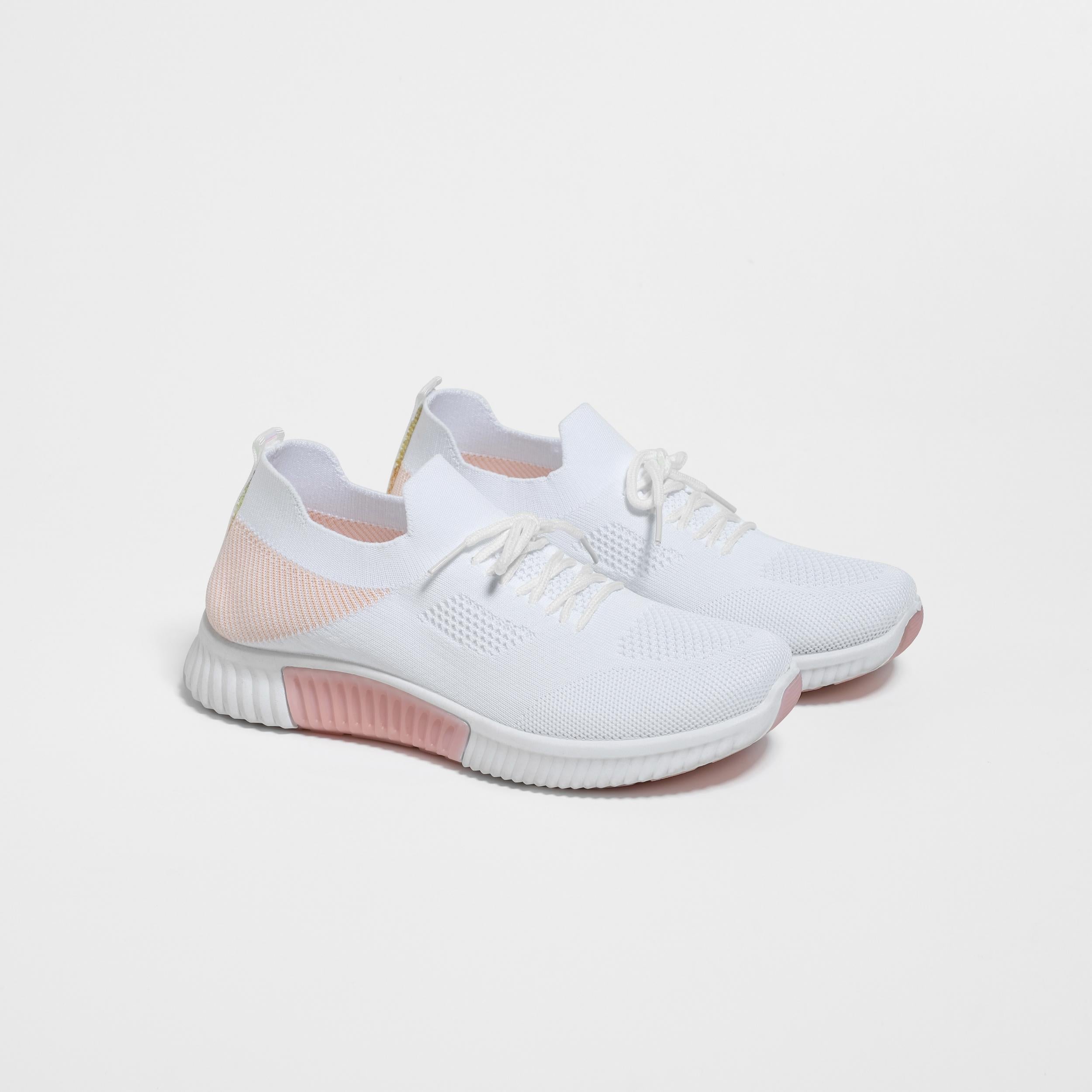 Women's Breathable Knit Sneakers Lace Up Outdoor Shoes Lightweight Running Shoes