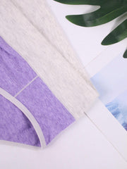 7 Pack Plus Size Panties Set - Colorblock Contrast Binding - Seamless
