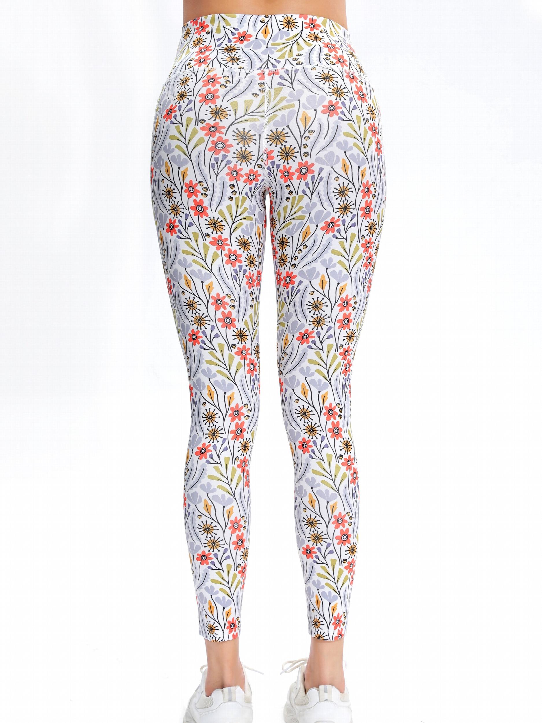 Plant Graphic Yoga Pants High Waist With Pocket Slim Fit Sports Workout