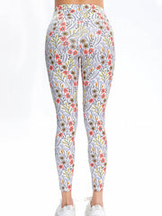 Plant Graphic Yoga Pants High Waist With Pocket Slim Fit Sports Workout
