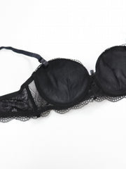 Lace Push Up Bra with Bow Tie - Women's Lingerie