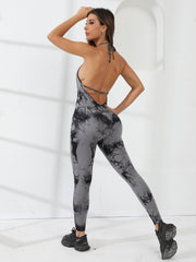 Tie Dye Yoga Jumpsuit Backless Sports Bodysuit Women's Activewear