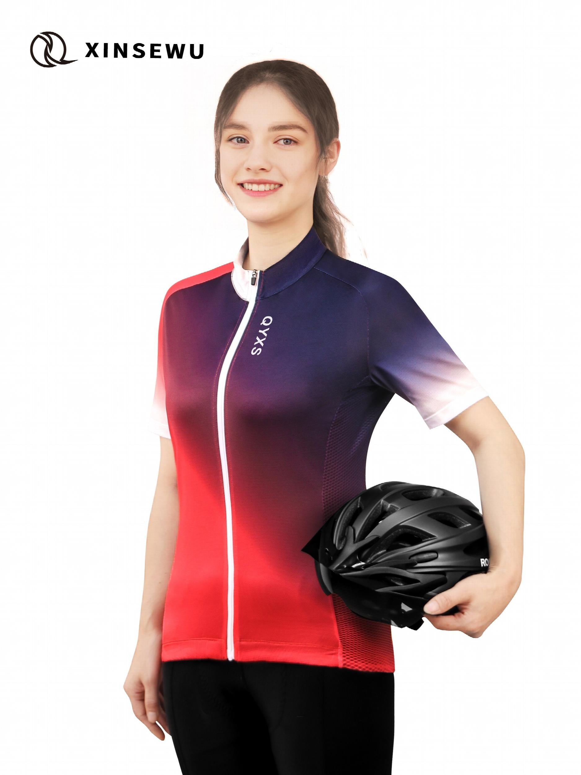 Ombre Letter Print Full Zip Cycling Jersey Women's Activewear