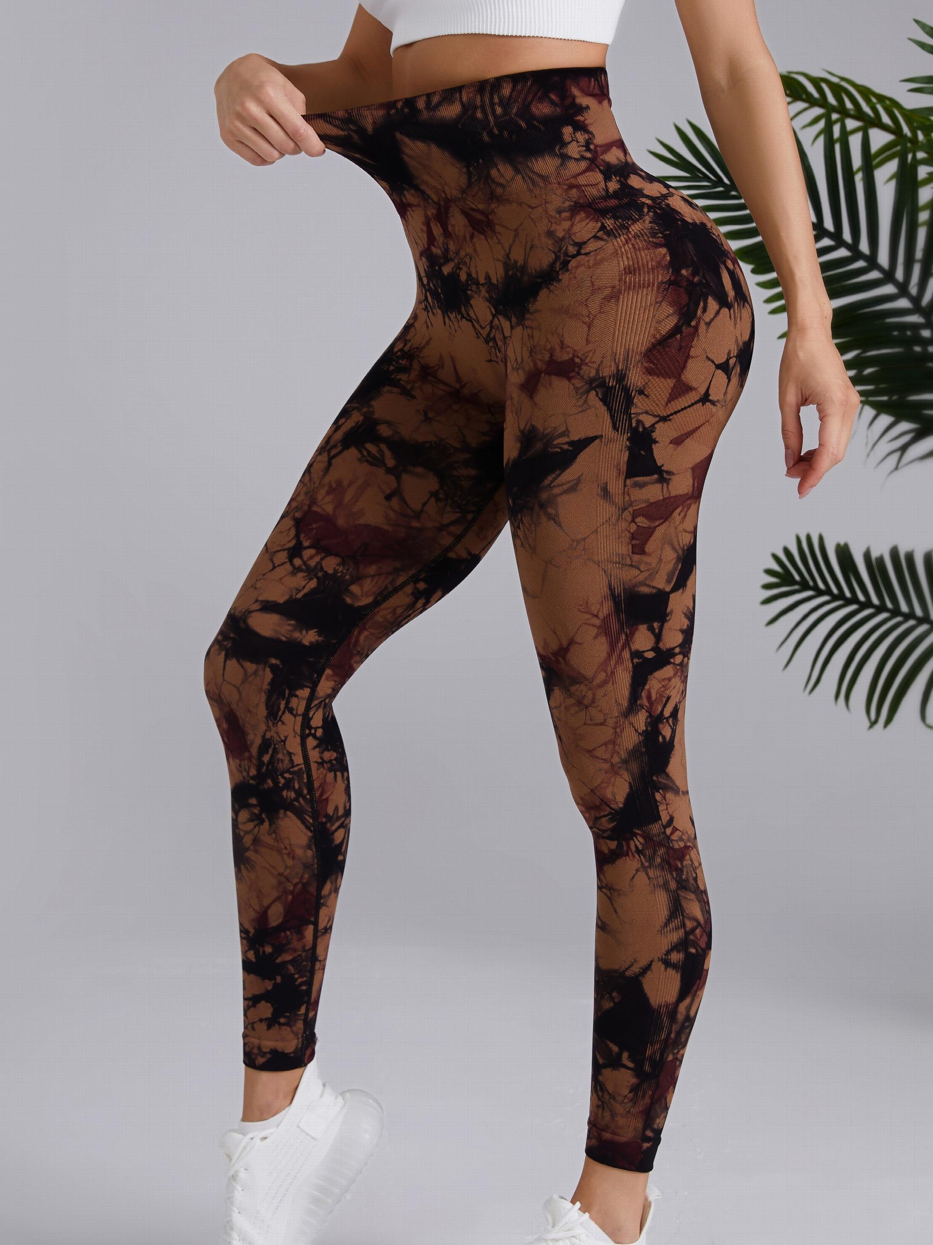 3Pcs Tie Dye Seamless Yoga Pants High Stretch