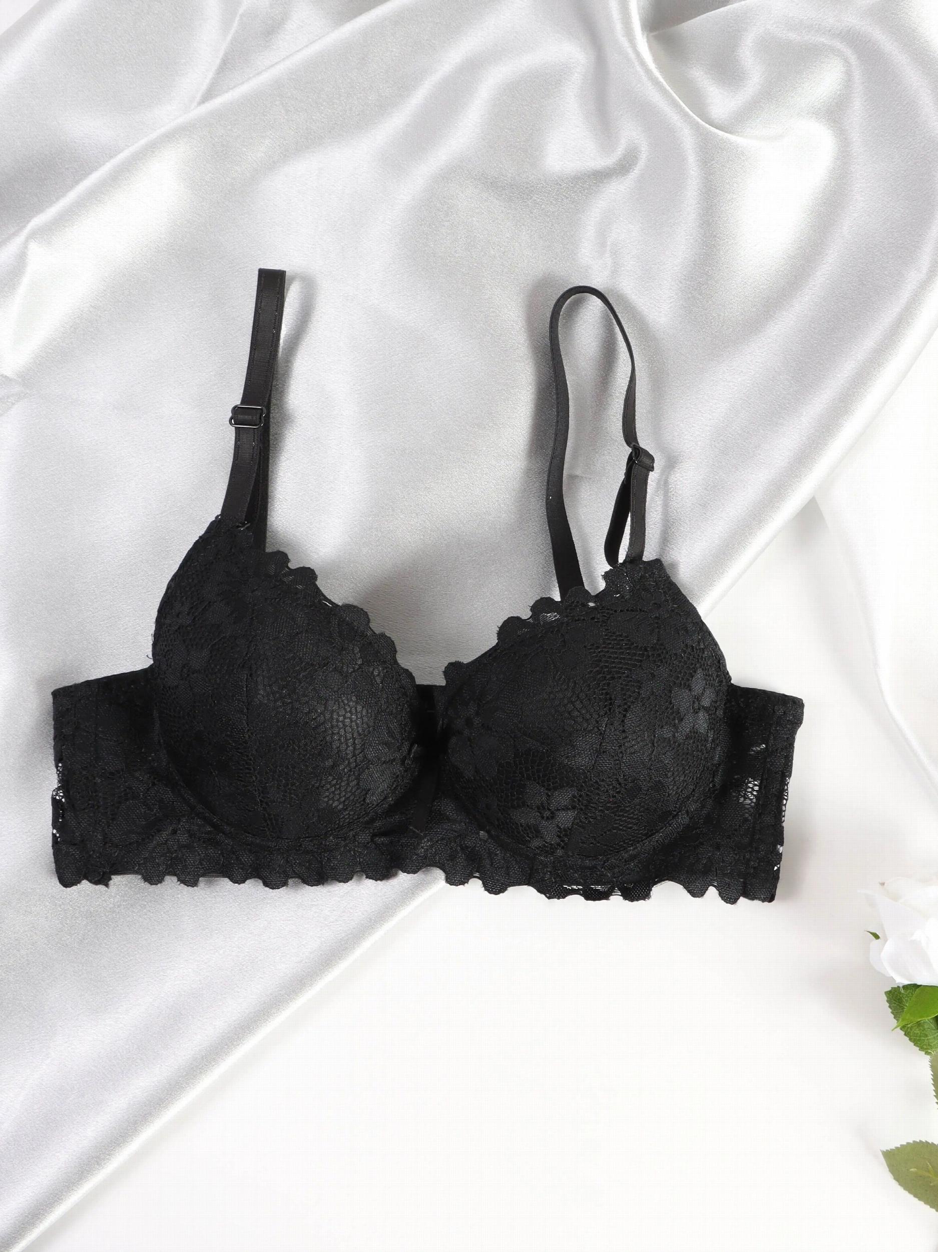 Contrast Lace Push Up Bra Women's Intimates Bra