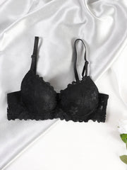 Contrast Lace Push Up Bra Women's Intimates Bra