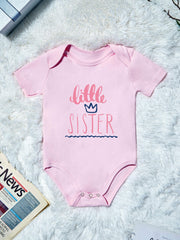 Baby Girls Little Sister Short Sleeve Onesie for Summer