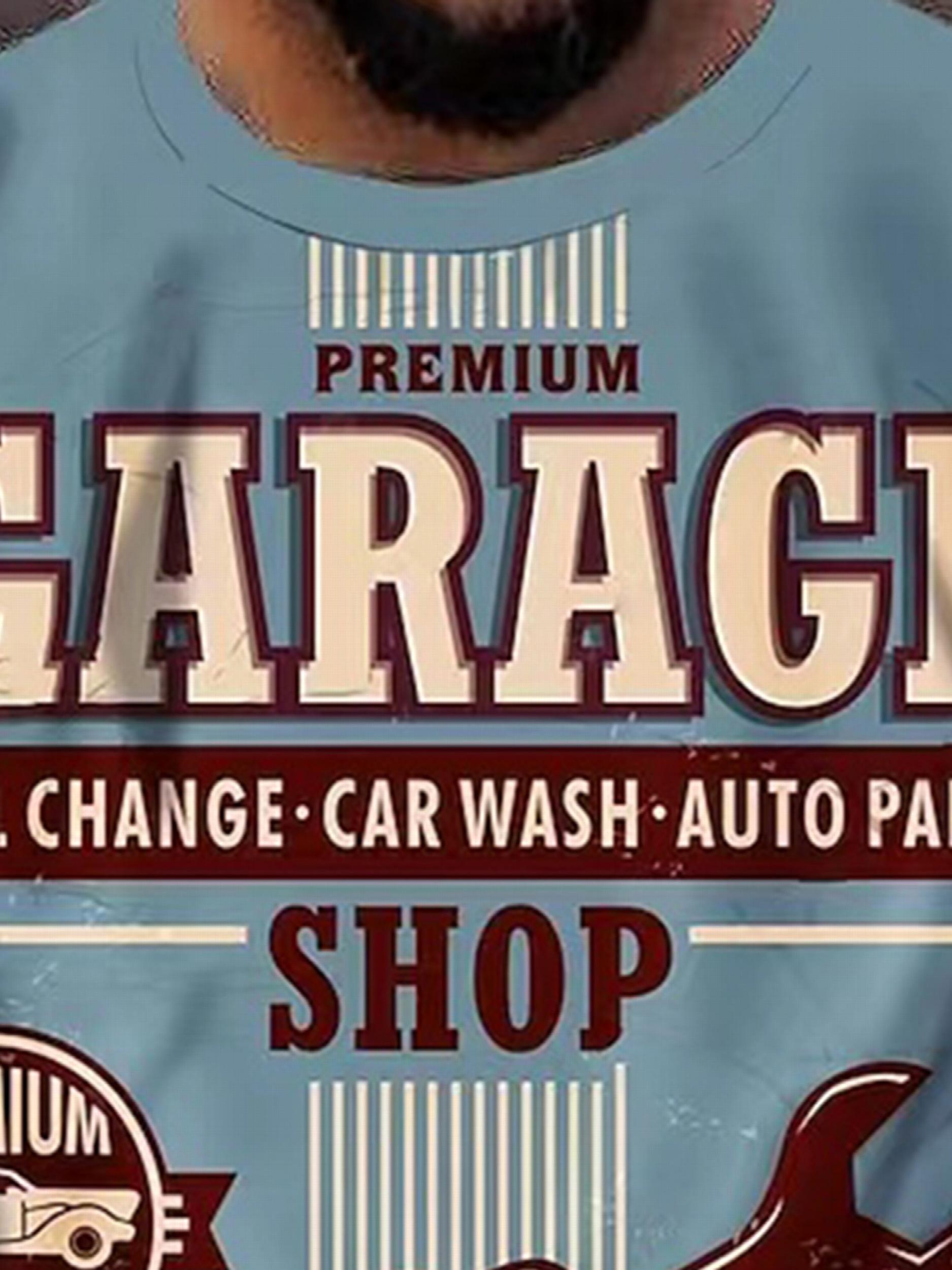 Men's Garage Print T Shirt 3D Digital Print Active Tee