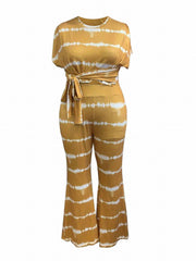 Women's Plus Tie Dye Stripe Print Top & Pants Set