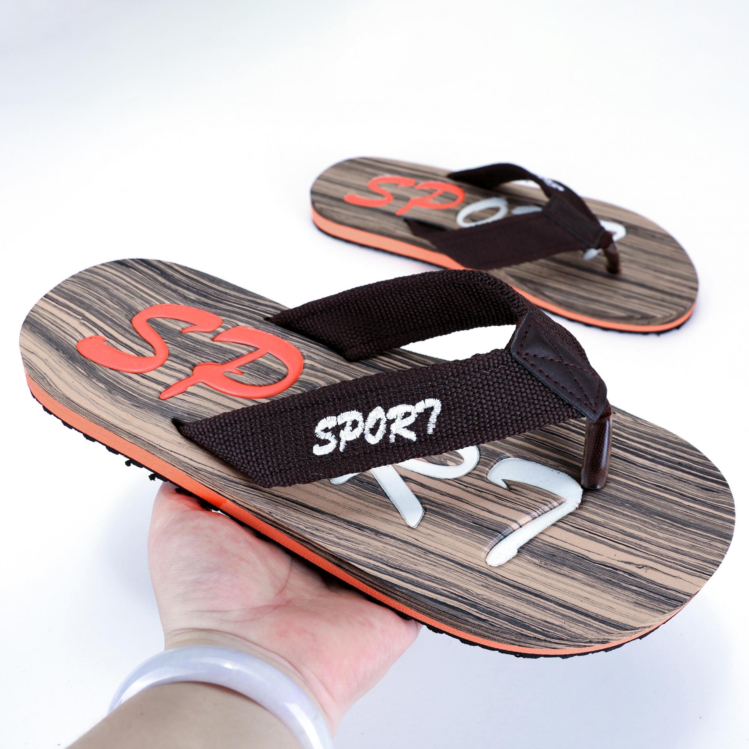 Men's Letter Print Arch Support Flip Flops Lightweight Non-slip Beach Sandals