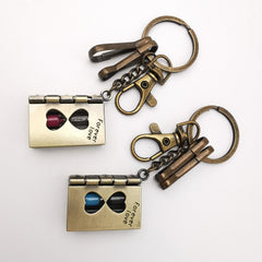 Hourglass Book Keychain Retro Pendant Key Ring Men & Women Car Bag Decor