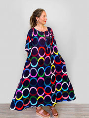 Casual Dress Women's Plus Circle Print Short Sleeve Maxi Dress