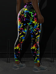 Splash Print High Waist Yoga Pants Women's Activewear