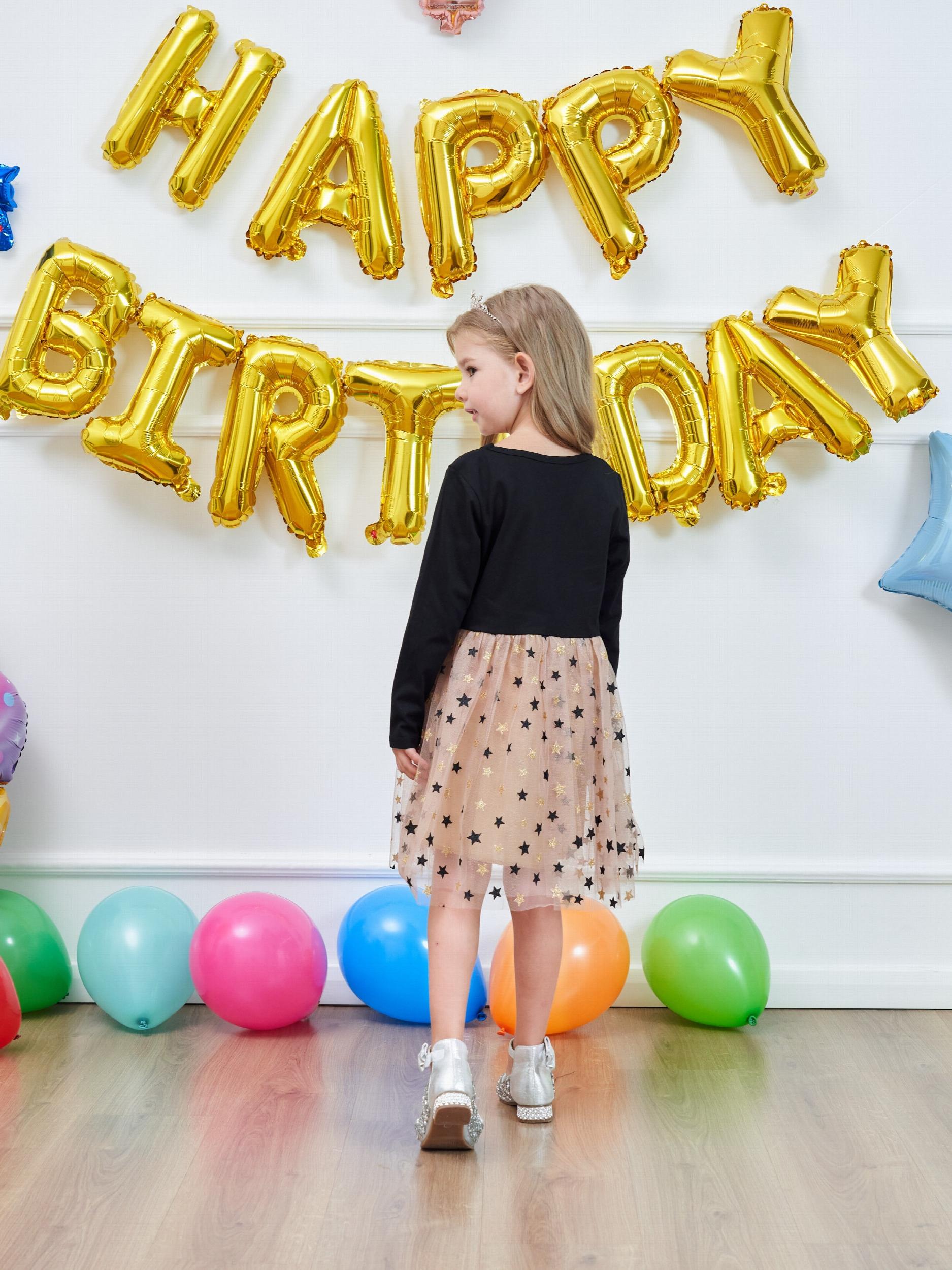 Girls Sequin Princess Dress Long Sleeve Party Dress