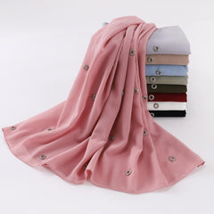 Rhinestone Rivet Chiffon Scarf Hijab Casual Shawl Head Wrap Turban