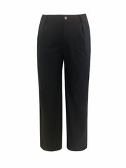 Women's Plus Solid High Rise Straight Leg Trousers With Pockets