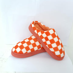 Women's Checkerboard Pattern Plush Slippers