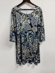 Boho Dress Women's Plus Paisley Print Three Quarter Sleeve