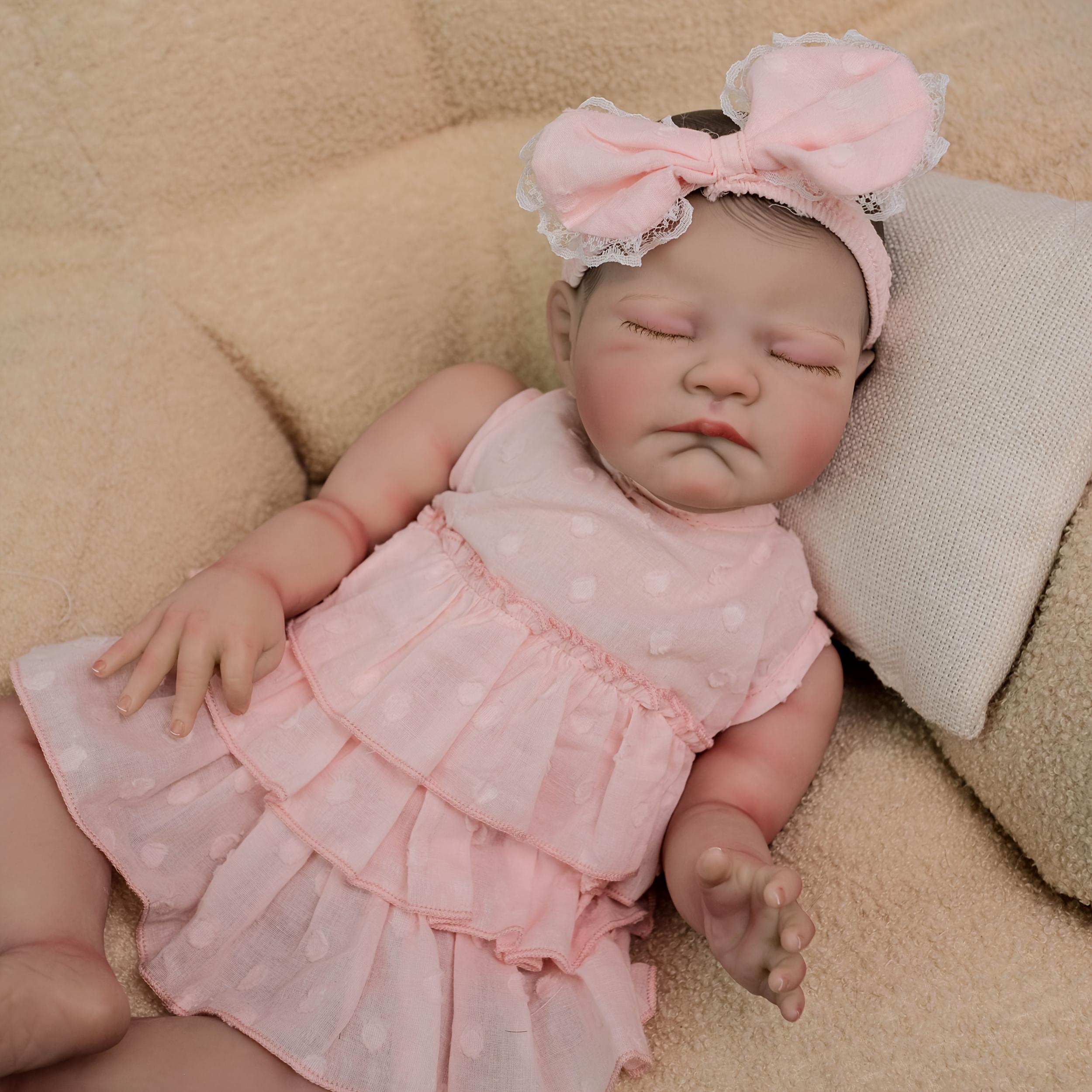 Adorable Reborn Girl Doll 19 Soft Vinyl & Fabric Hand Painted Hair Doll Girl