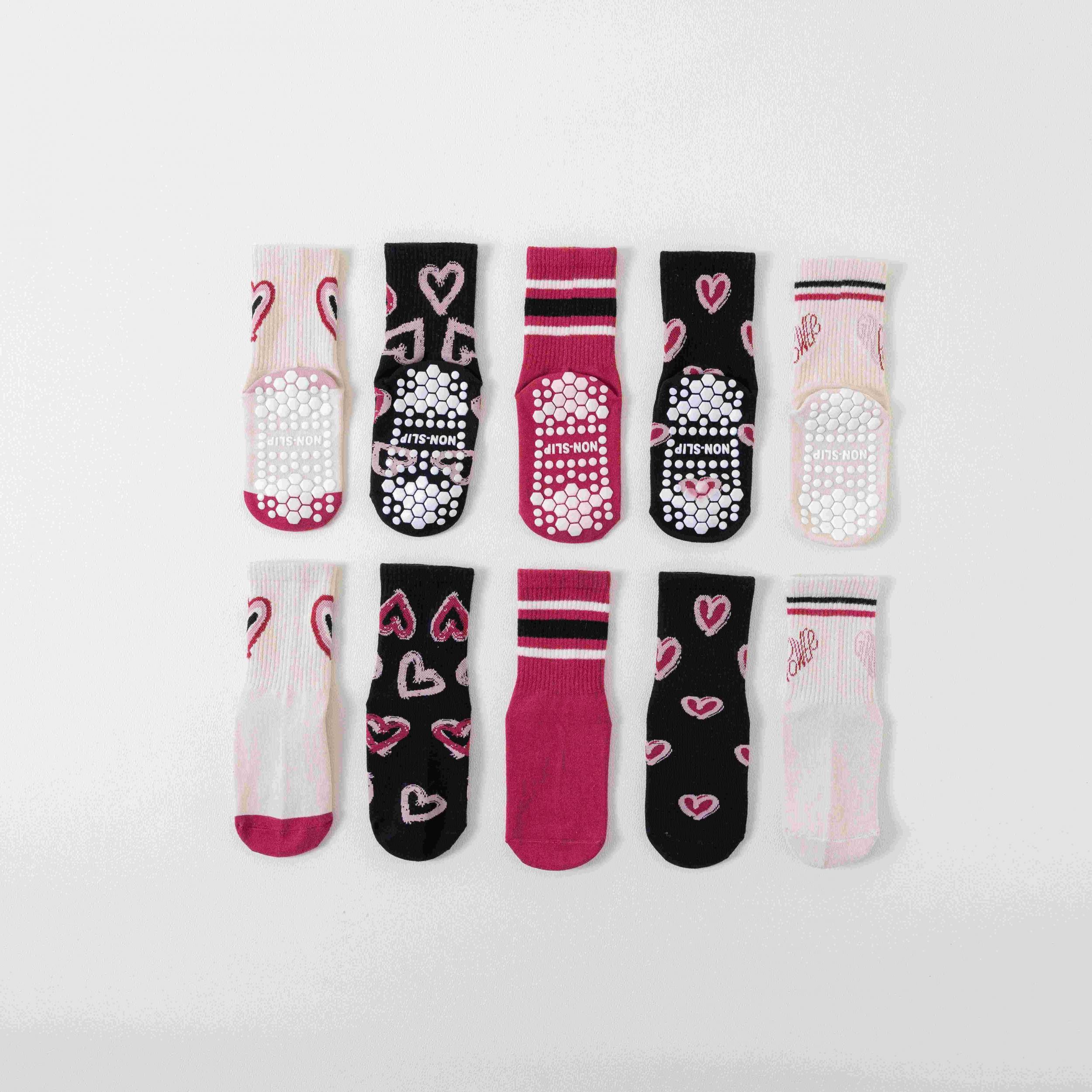 5 Pairs Kids' Floor Socks, Non-Slip & Warm for Autumn/Winter