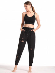 Women's Hollow Loose Yoga Running Trousers Breathable Sports Fitness Pants