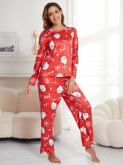 Christmas Lounge Set Long Sleeve Top & Pants Women's Sleepwear