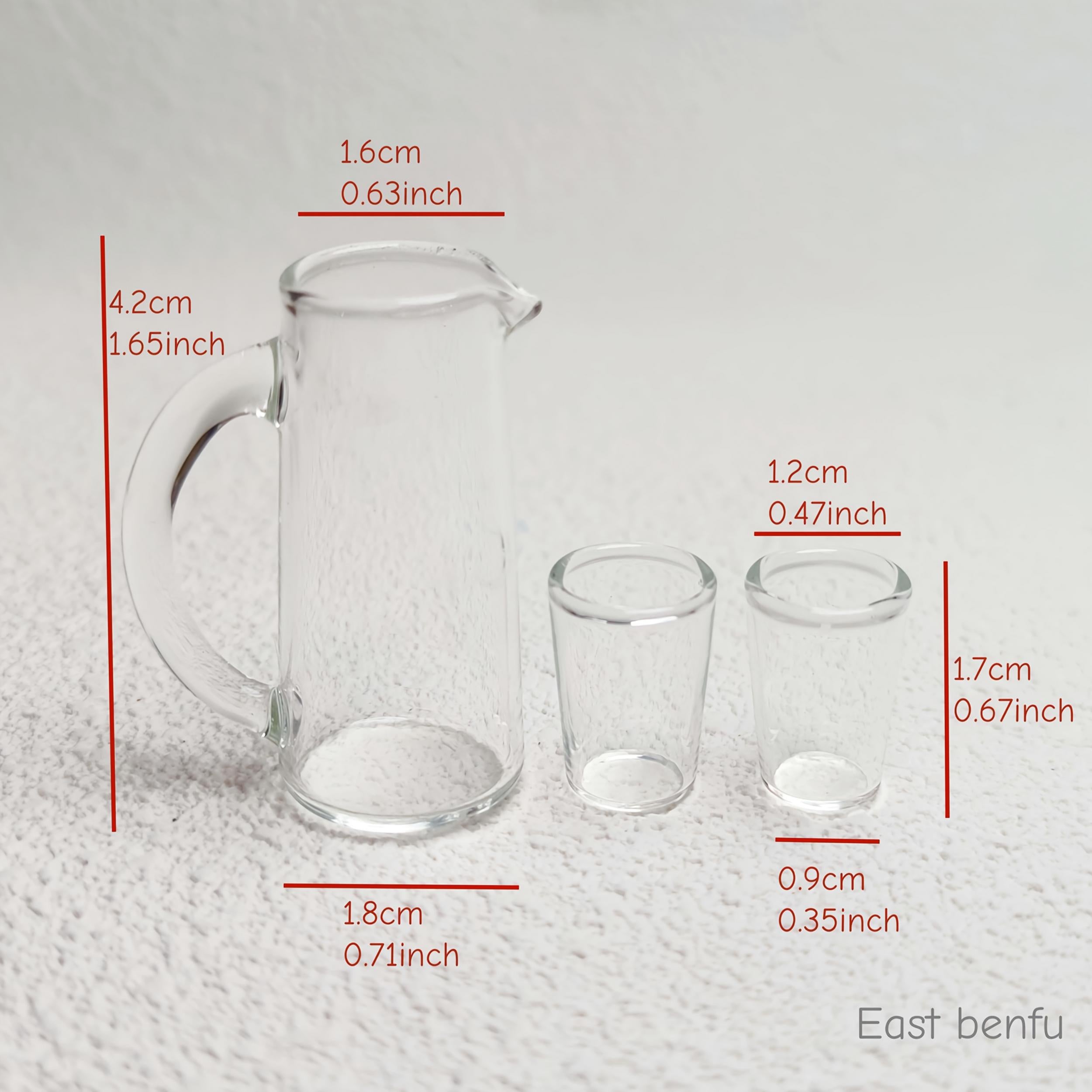 3pcs Glass Pot and Cup Set for 1 6 Dollhouses Transparent Realistic Durable