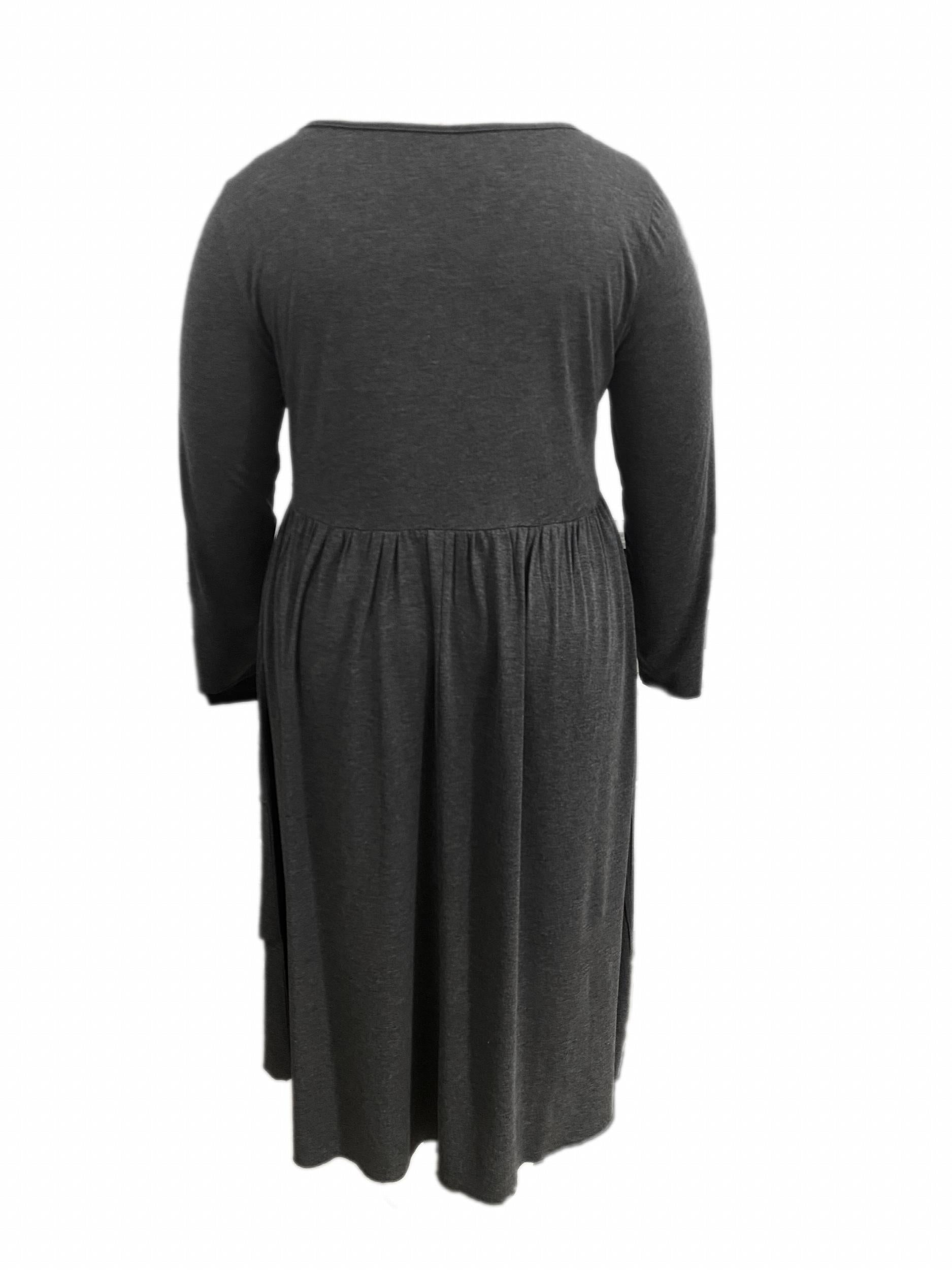 Long Sleeve Heart Ring Round Neck Maxi Dress