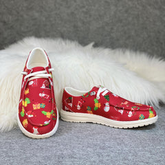 Women's Christmas Cartoon Print Skateboard Shoes Lightweight Sneakers