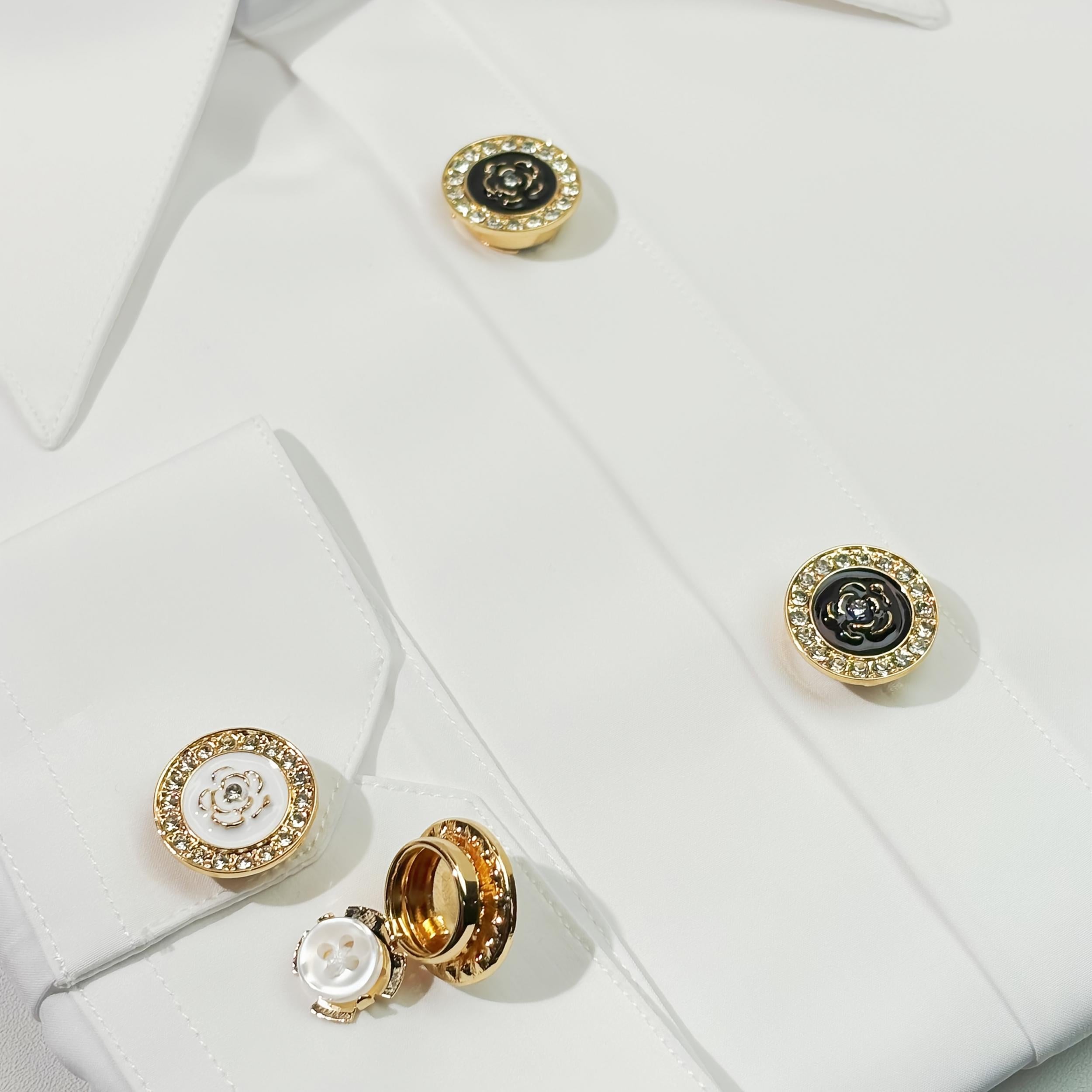 2pcs Rose Shirt Button Decoration Set Unisex Flutter Buttons