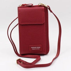 Litchi Pattern Mobile Phone Bag PU Zipper Single-Shoulder Women's Bag