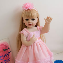 22" Princess Doll Blonde Hair Pink Gown & Accessories