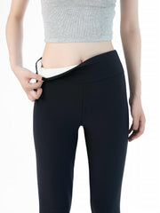 Plush Lined Shaping Pants Tummy Control Elastic Slimmer Thermal