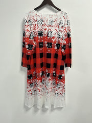 Colorblock Gingham Print V Neck Dress