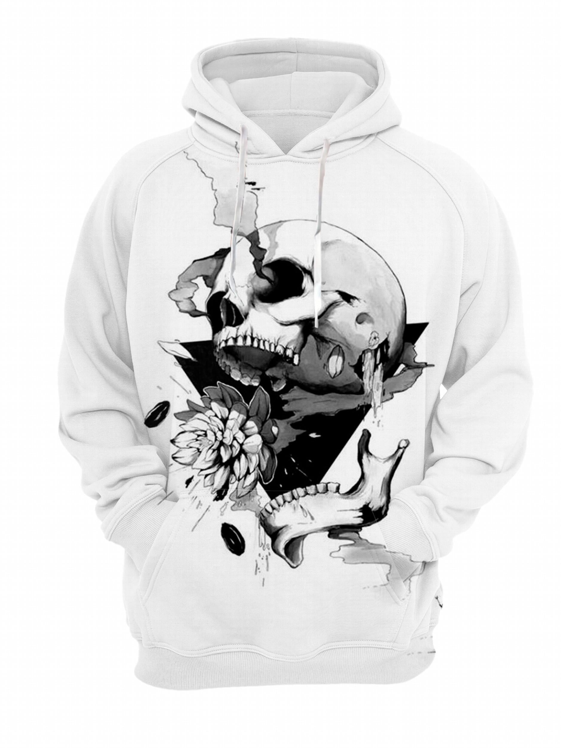 Men's Dark Skull Graphic Hoodie Active Slightly Stretch Breathable