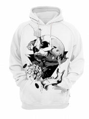 Men's Dark Skull Graphic Hoodie Active Slightly Stretch Breathable